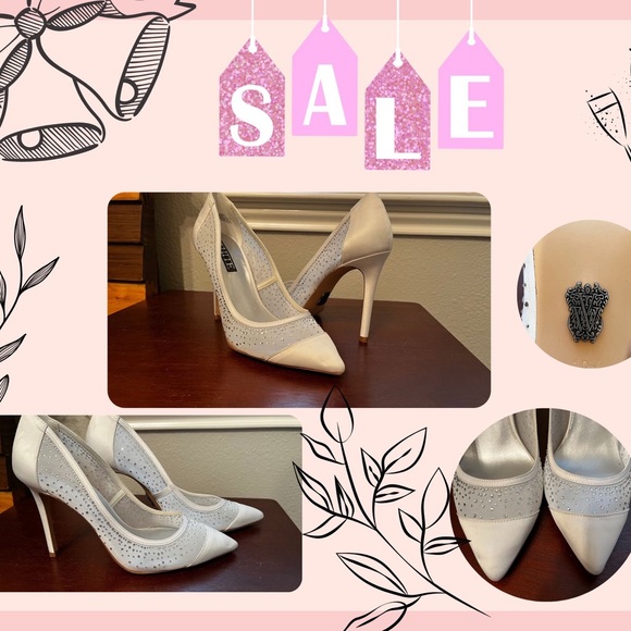 White By Vera Wang Jeweled Wedding Heels Size 10 - Picture 1 of 9